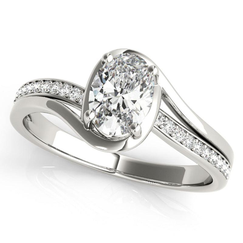 Nala - Oval Diamond Ring. Top View. White Gold or Platinum  — view 2
