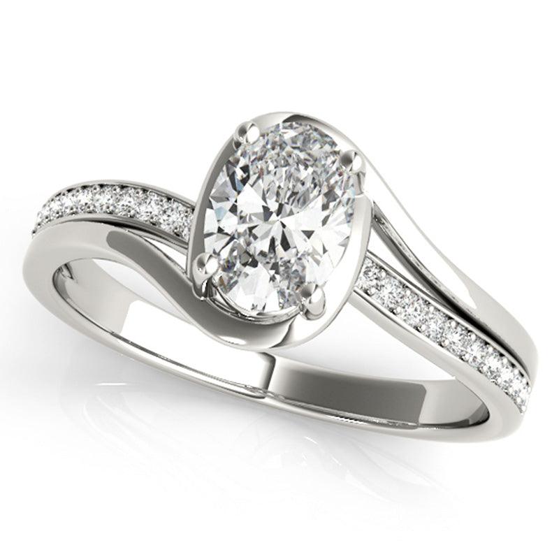 Nala - Oval diamond ring. Top View.  Platinum 