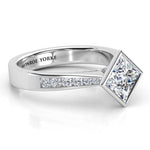 Nash Platinum - Side view showing the beautiful centre setting and channel set diamonds on the band