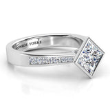 Nash Platinum - Side view showing the beautiful centre setting and channel set diamonds on the band