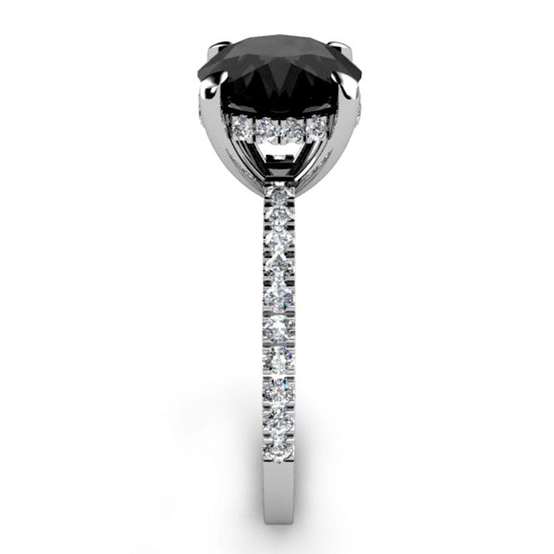 Side View - Noire black diamond ring in platinum