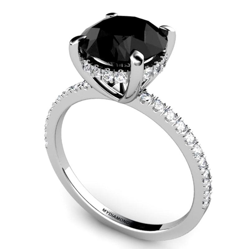 Noire in platinum, Black Diamond Ring - Centre 3.00 Carat AAA Grade. 