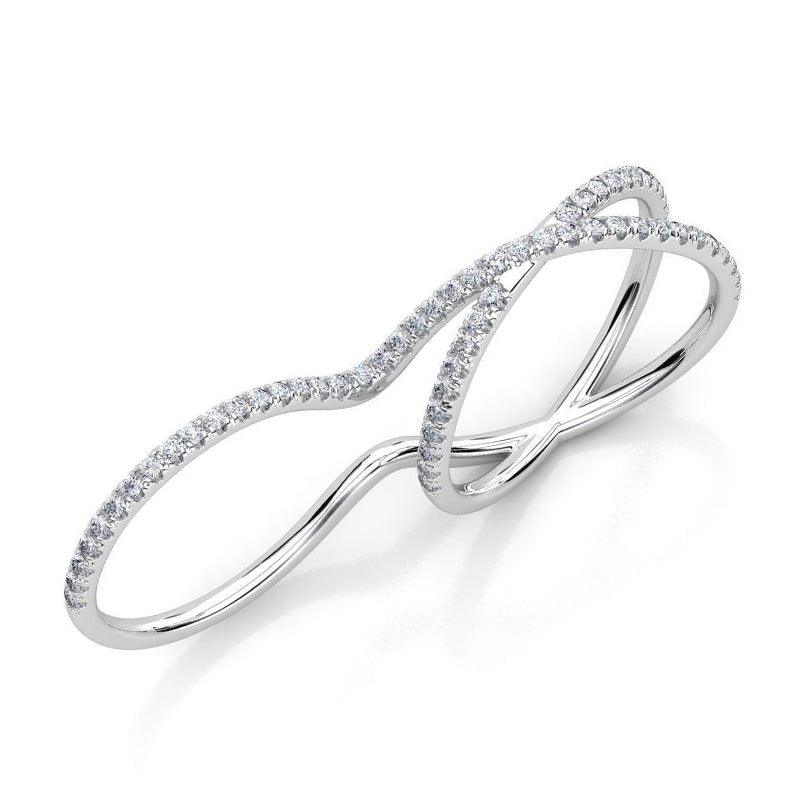 Ocean - double finder diamond dress ring in white gold or platinum 