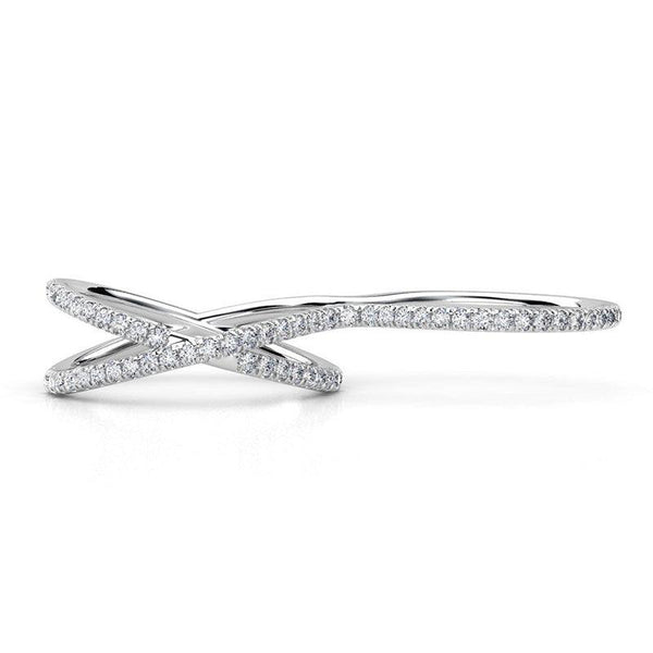 Ocean - double finder diamond dress ring in white gold or platinum. Top view