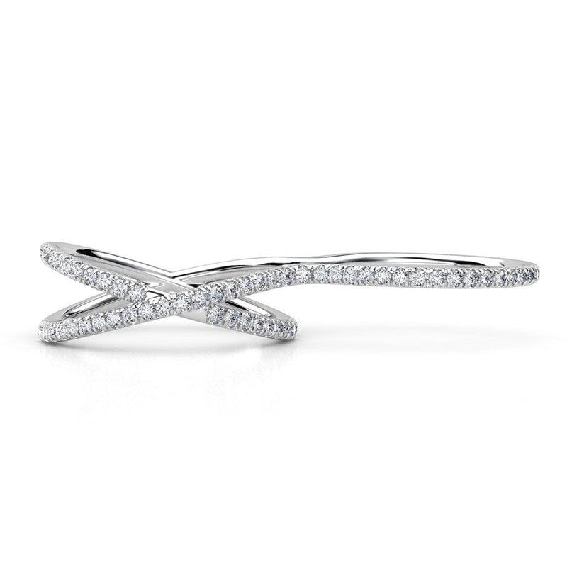 Ocean - double finder diamond dress ring in white gold or platinum. Top view