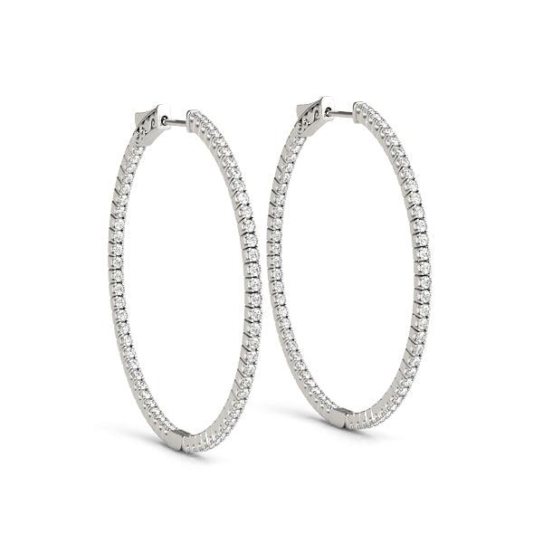 Olivia - Diamond Hoop Earrings, Inside Out Hoop Earrings, White Gold