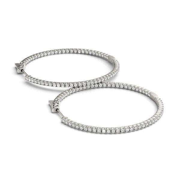 Olivia - Inside Out Diamond Hoop Earrings, White Gold — view 2
