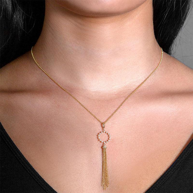 Paulina Diamond Pendant on Model Necklace