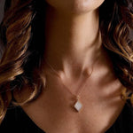 Penelope Peal and Diamond Pendant on Neck