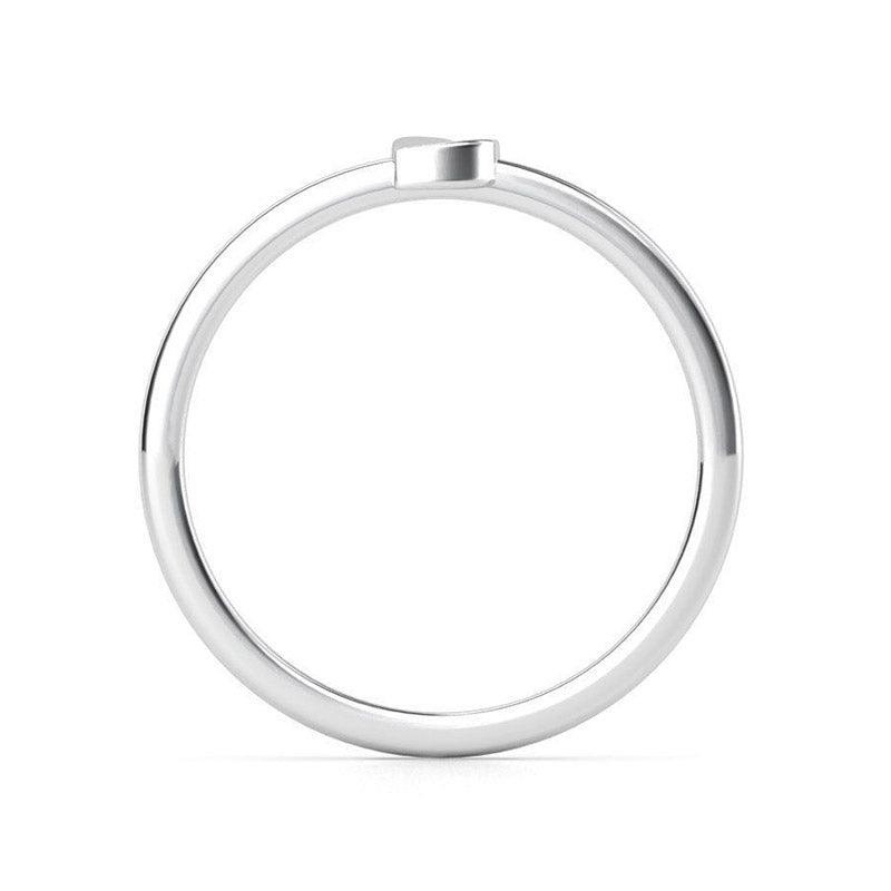 Petit heart ring, Stack ring. Side view 