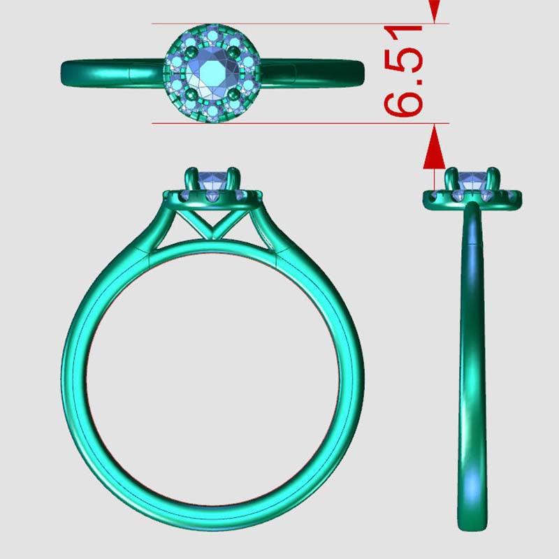 Petit halo diamond stack ring. Measurements — view 5