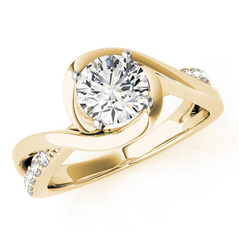 Piper - Yellow Gold, Diamond Wrap Ring with a a centre round diamond and diamonds down the band