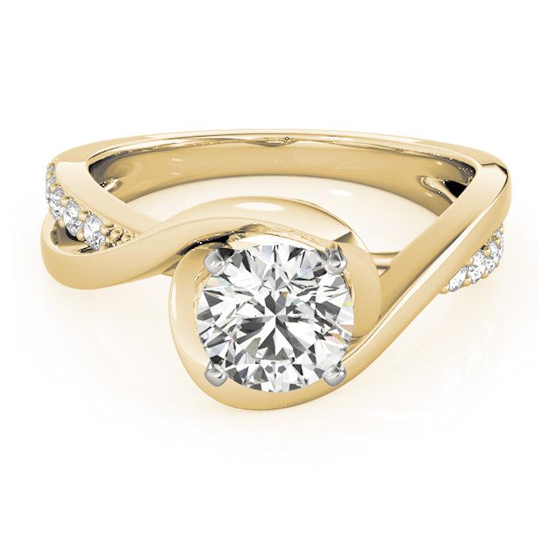 Piper - Yellow Gold, Diamond Wrap Ring with a a centre round diamond — view 2