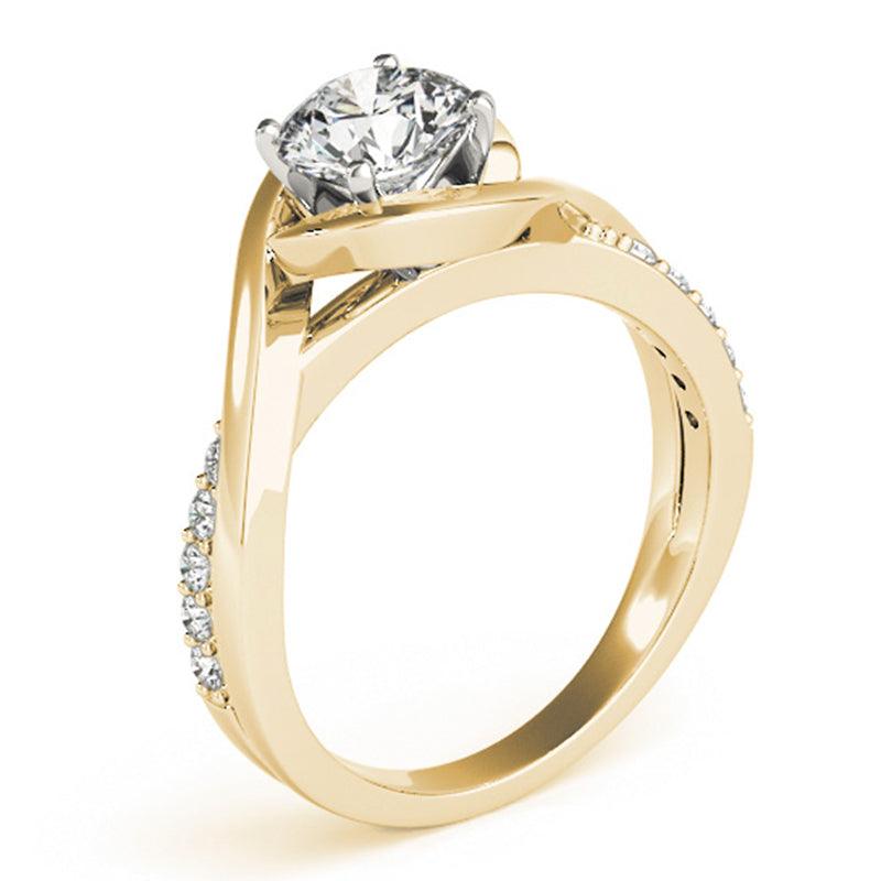 Piper - Yellow Gold, Diamond Wrap Ring with a a centre round diamond - side view — view 3