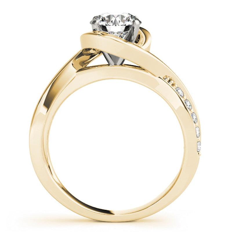 Piper - Yellow Gold, Diamond Wrap Ring with a a centre round diamond side view — view 4