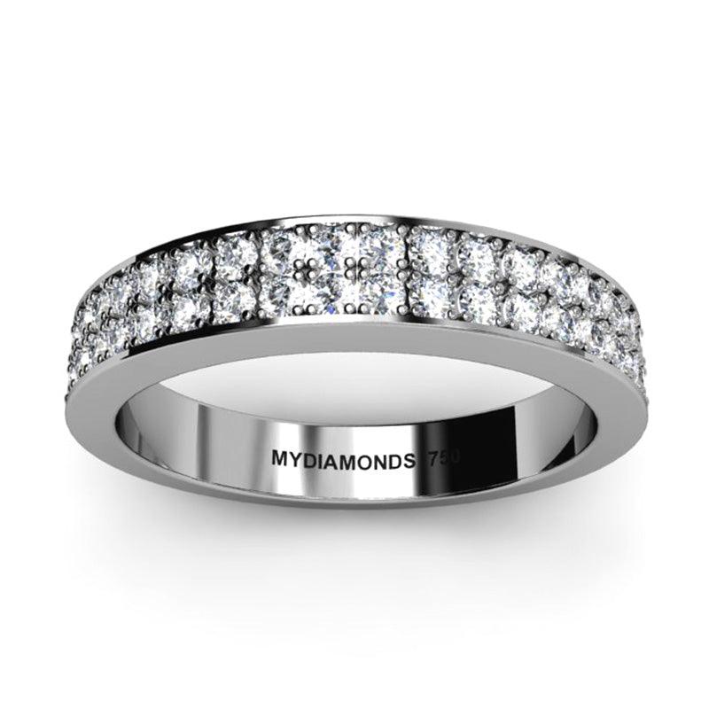 Polo - Diamond ring with 2 rows of diamonds. Wedding Ring. Anniversary Ring. White gold or platinum. 
