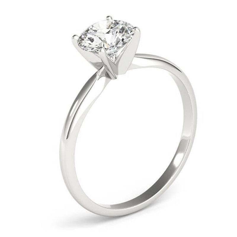 Promise - 4 claw round solitaire ring. Side view showing the beautiful centre setting. 