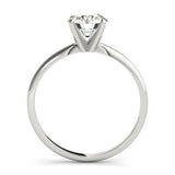 Promise in platinum - 4 claw round solitaire ring. Side View