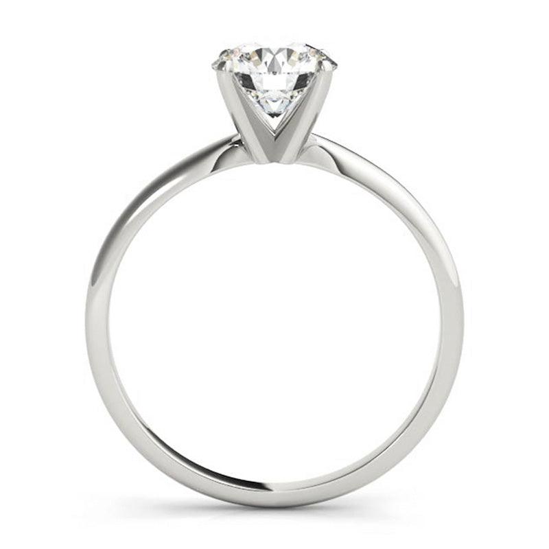 Promise in platinum - 4 claw round solitaire ring. Side View