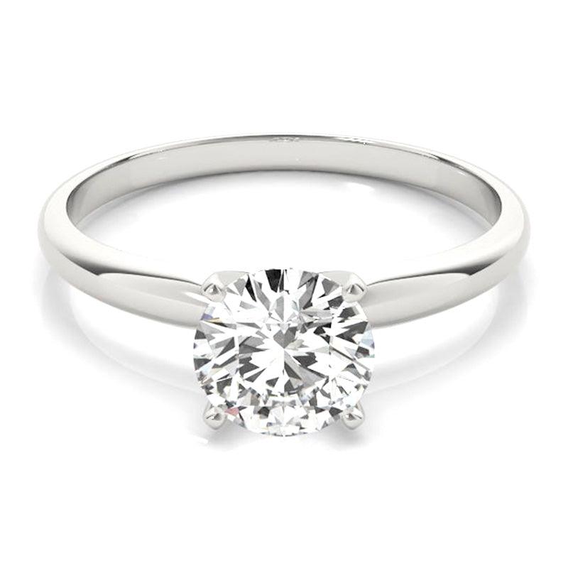 Promise - 4 claw round solitaire ring.  Round diamond ring, 18ct white gold — view 2