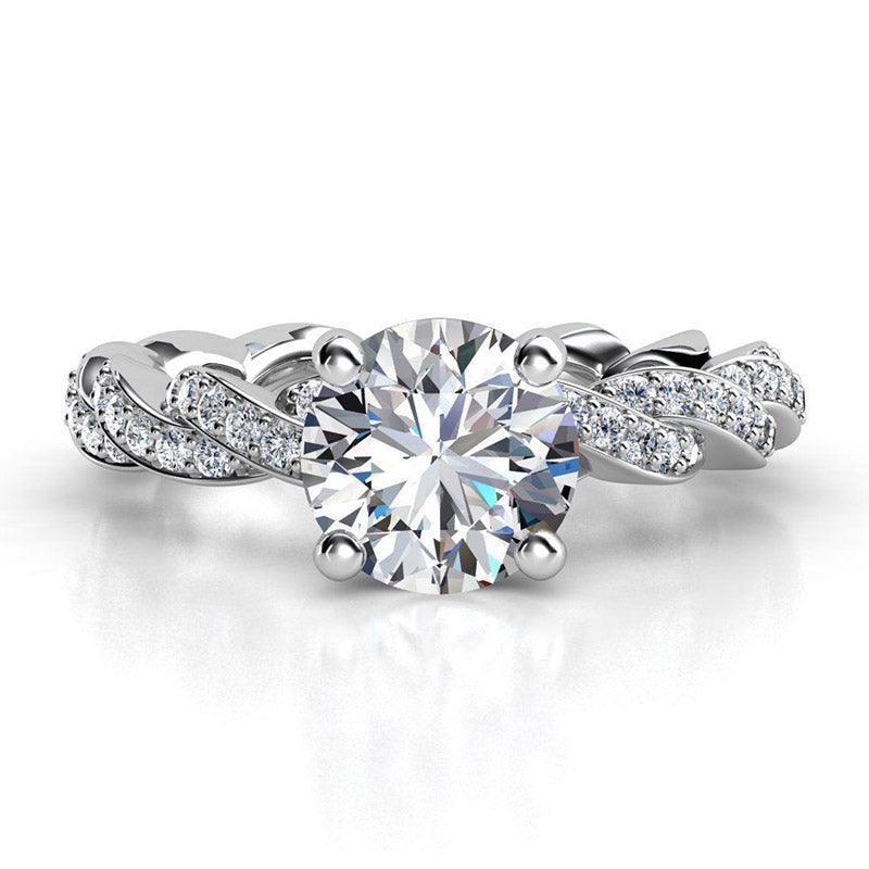Quinn - Unique round diamond engagement ring.  White gold
