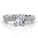 Quinn in Platinum - Unique round brilliant diamond engagement ring.  