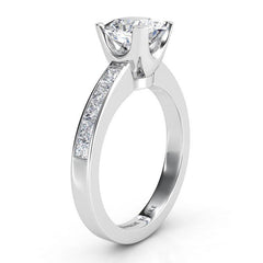 Radiance in platinum - Side view showing unique beautiful centre setting.
