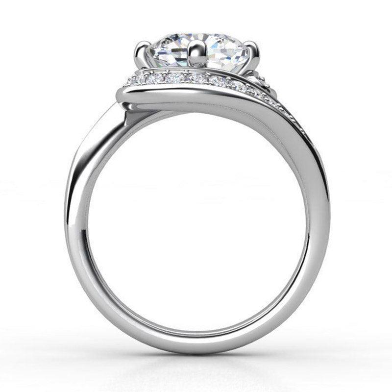 Reese in platinum - Cushion cut diamond ring.  Side view — view 3