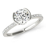 Riley White Gold Round diamond half-rub over diamond engagement ring. 