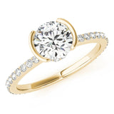 Riley Yellow Gold - half rubover round diamond engagement ring