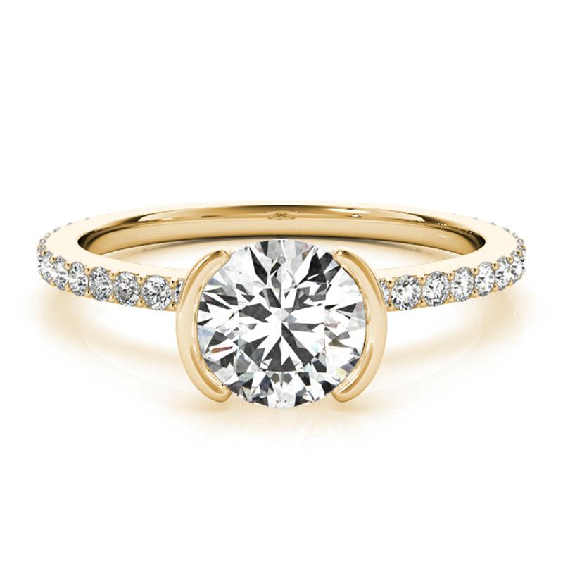 Riley - half rubover round diamond engagement ring
