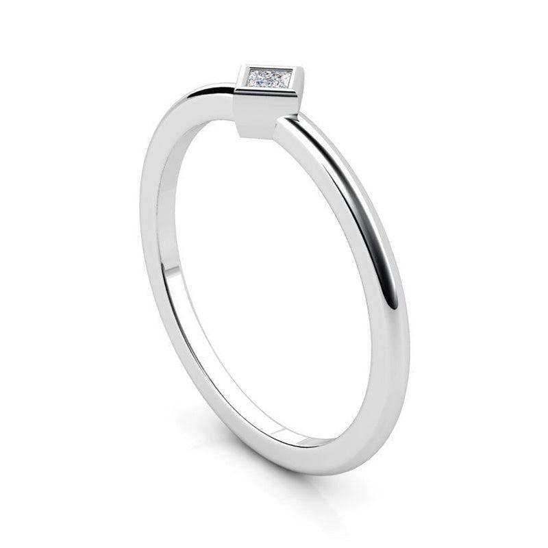 Princess cut diamond dress ring, side view