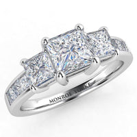 Robina - Princess Cut Three Stone Ring in Platinum thumbnail 2