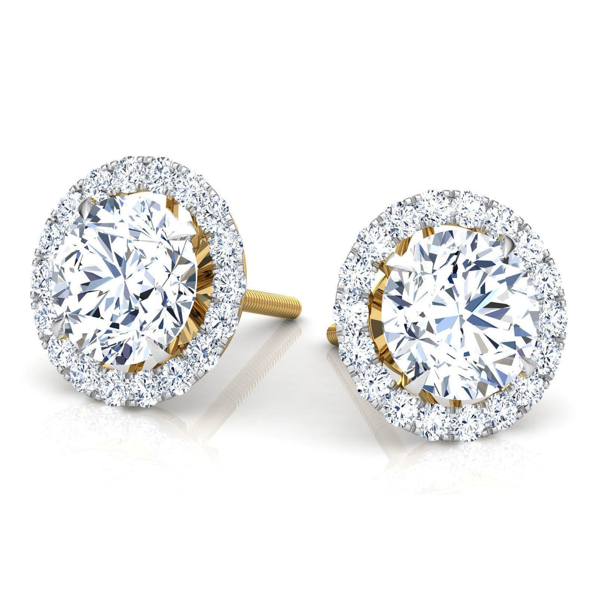 Chelsea - Round Diamond Halo EarStuds - Monroe Yorke Diamonds — view 2