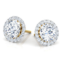Chelsea - Round Diamond Halo Ear Studs thumbnail 2