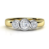 Roux - Three Stone Diamond Ring. Round Diamonds
