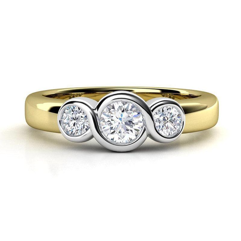 Roux - Three Stone Diamond Ring. Round Diamonds
