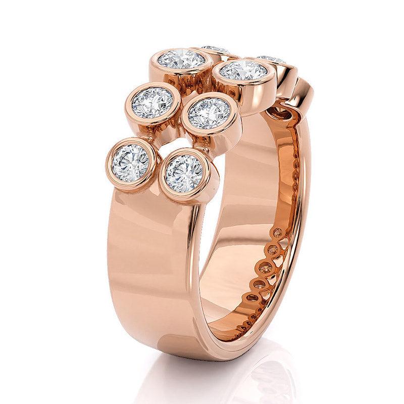 Roxy - Diamond Dress Ring in Rose Gold.  10 diamonds 0.60 carats.  Side View