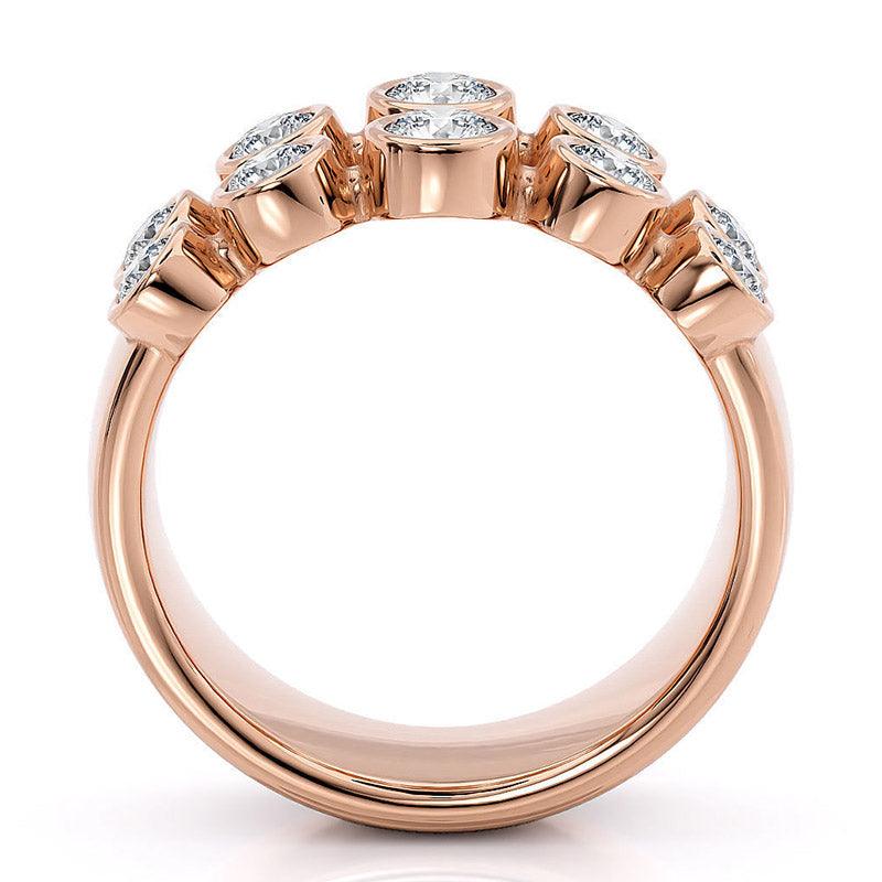 Roxy - Diamond Dress Ring in Rose Gold.  10 diamonds 0.60 carats.  Side View 2