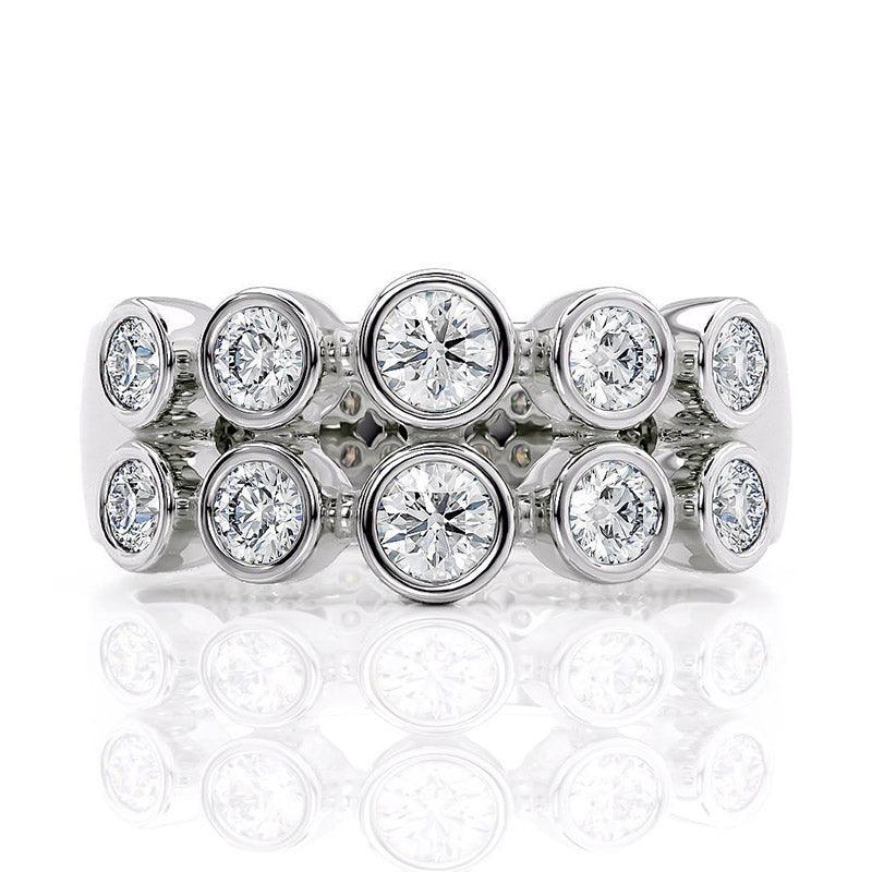 Roxy - ten round diamond dress ring with bezel set diamonds. 0.60 carats. 18ct white gold or platinum 
