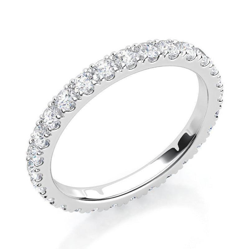 Saba - diamond wedding ring or anniversary ring. White gold or platinum. 0.90 carats of diamonds. 