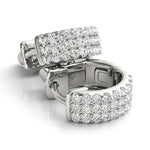 Sahara - Diamond Huggies - Earrings. Three rows of diamonds. White Gold