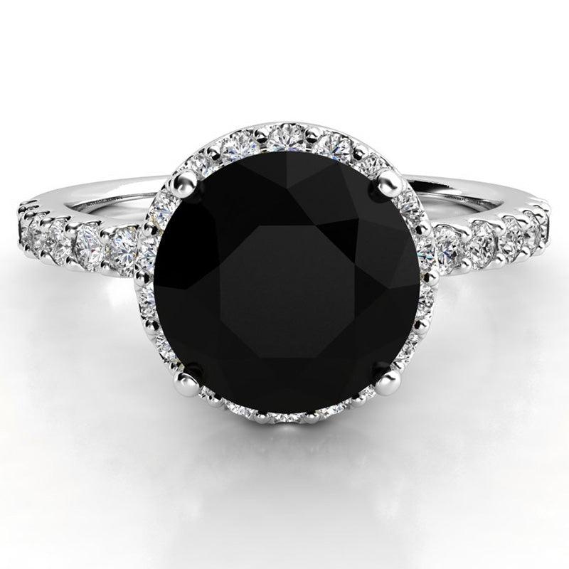 Sasha in platinum - Black diamond ring, top view