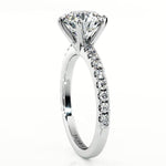 Scarlett in platinum - side view 2 showing the elegant centre setting and diamonds on the band