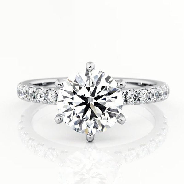 Scarlett - round diamond engagement ring. Centre 6 claw setting