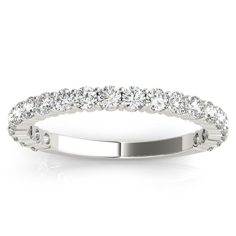Skylar - Diamond wedding ring with diamonds 2/3 of the way down the band. White gold or platinum. 