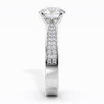 Sophia pave set diamond engagement ring, side view