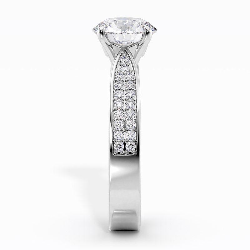 Sophia pave set diamond engagement ring, side view