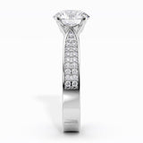Sophia side view - pave set diamond engagement ring
