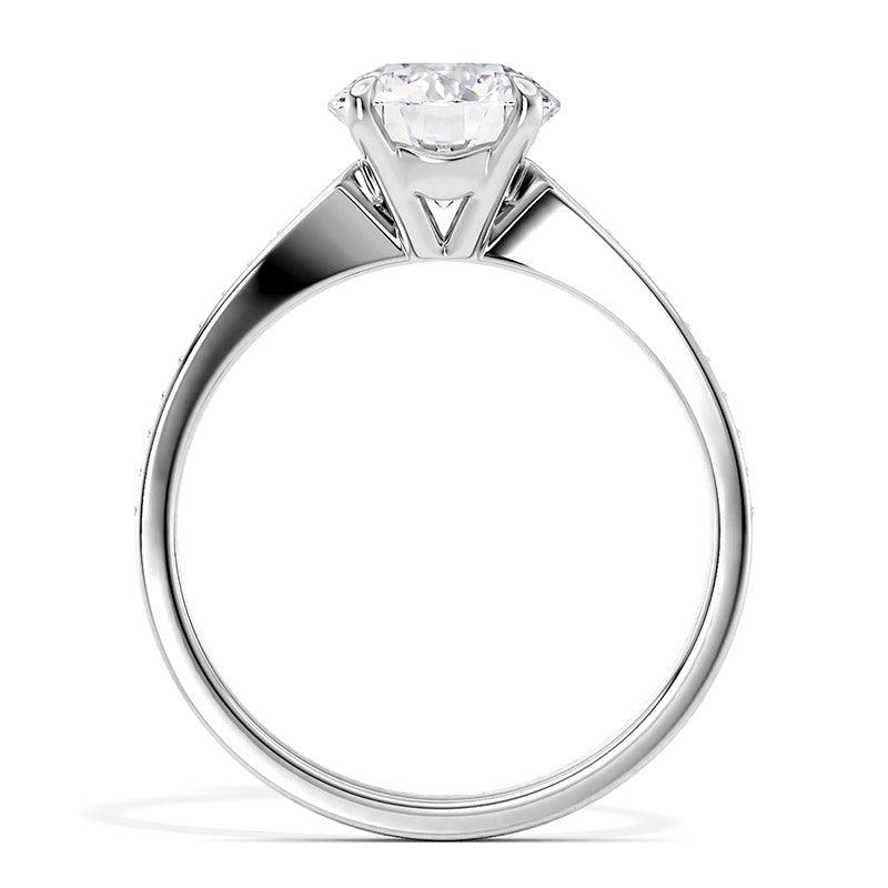 Sophia - Engagement ring, side view showing the beautiful detail of the centre setting.